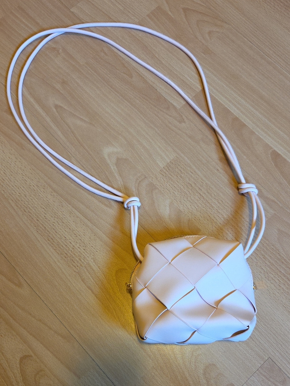 Call It Spring Pale Pink Woven Cube Crossbody